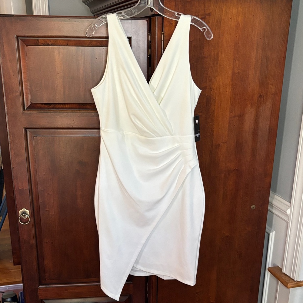 NWT GUESS Sleeveless V-Neck Drape Mini Dress - Picture 4 of 14